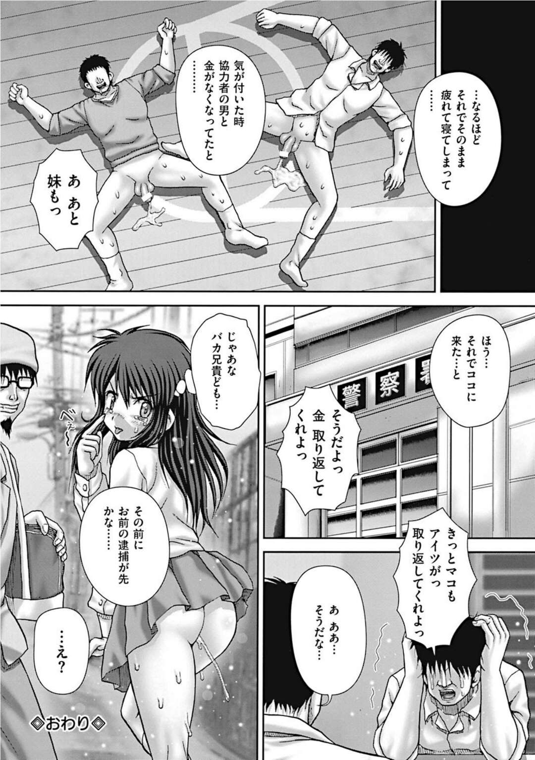 【エロ漫画】兄が労働してお金を稼ぐ代わりにマンコを差し出す妹…金儲けを考えた2人の兄は変態の男を集め妹を肉便器にしたり、乱交パーティーに妹を犯かしザーメンぶっかけたり中出ししまくる【いトう：罰】